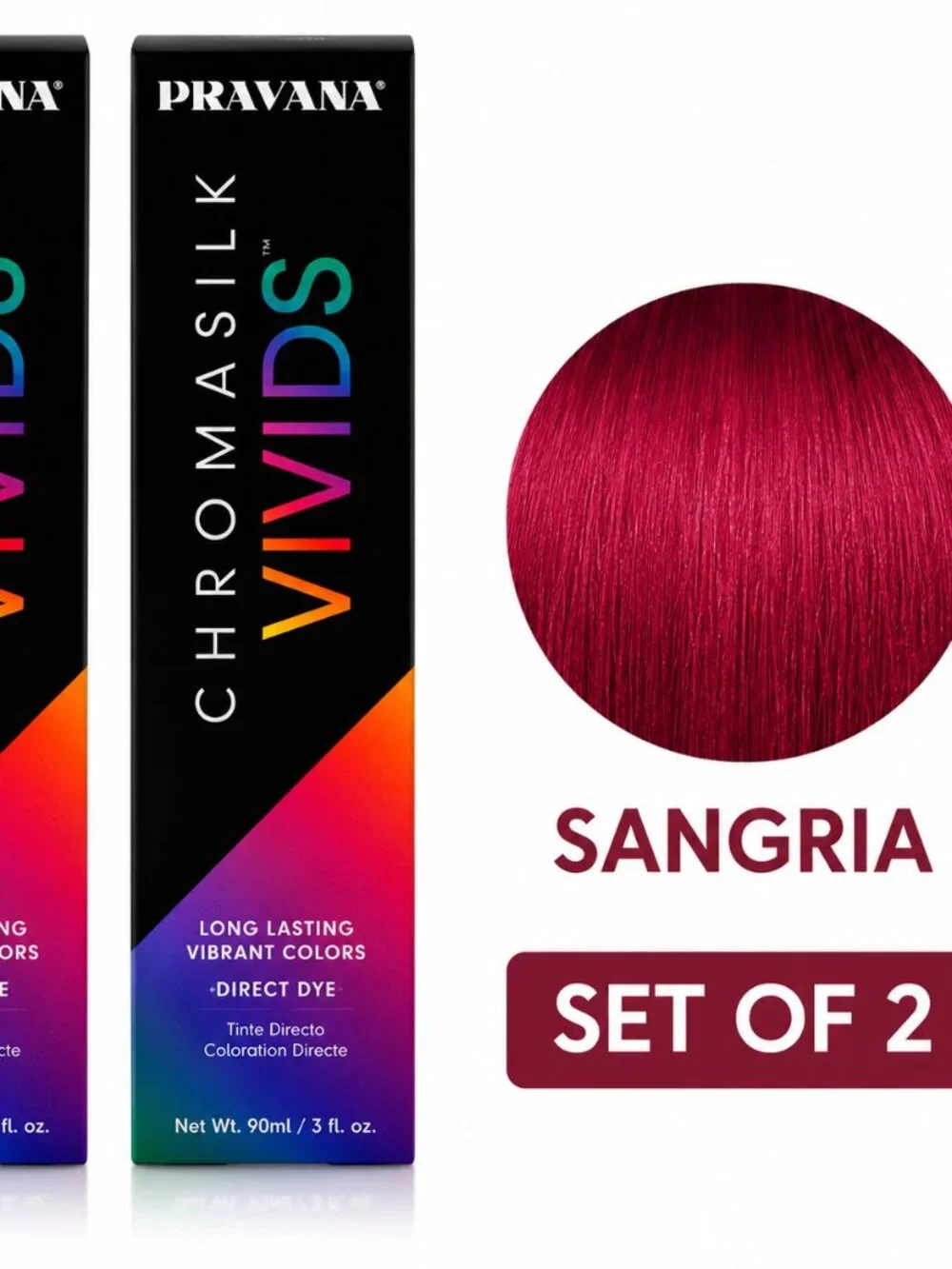 Pravana ChromaSilk Vivids Sangria Hair Color Set of 2 | Semi-Permanent Direct